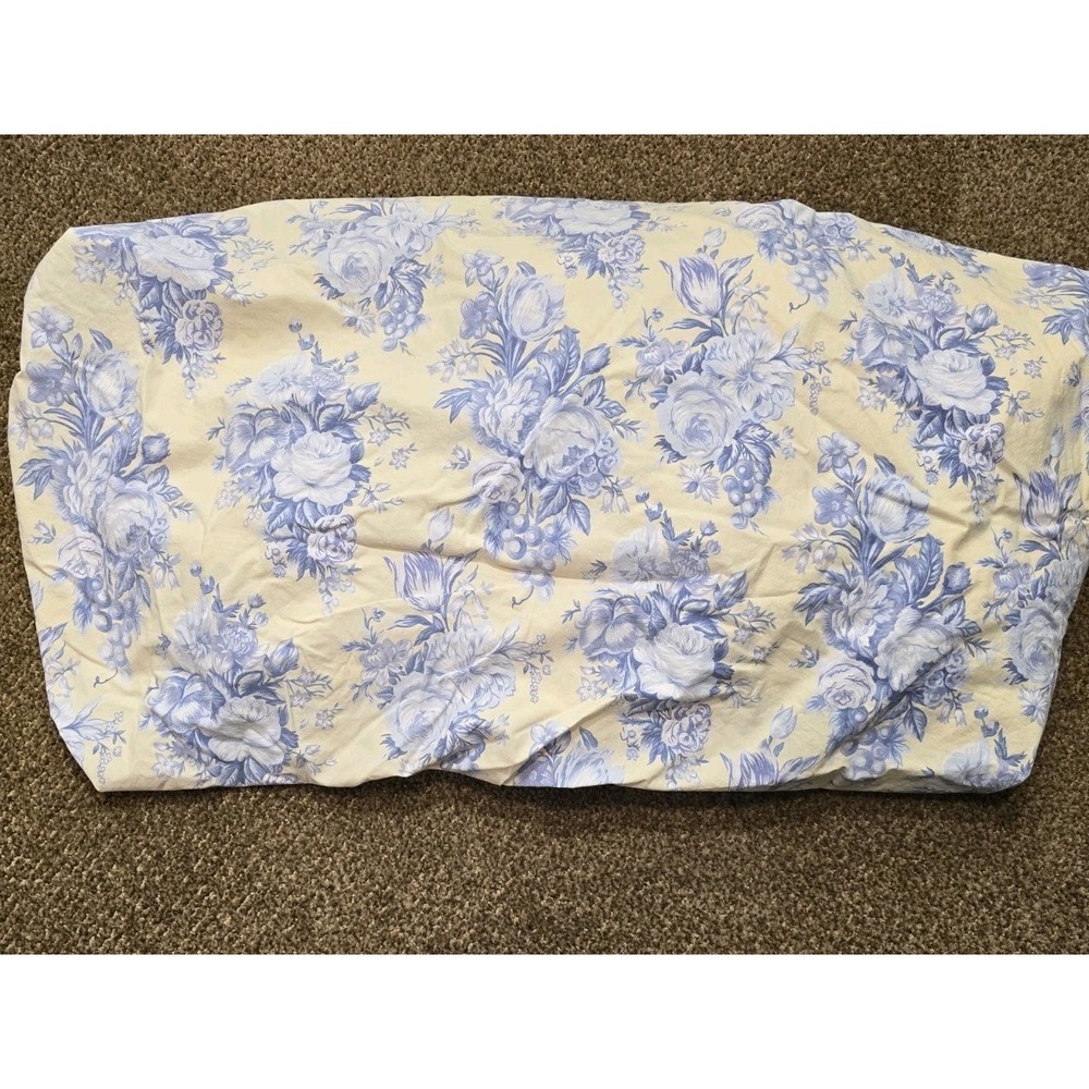Lauren Ralph Lauren Full Flat & Fitted Sheet Yellow Blue Rose Floral French Coun - Picture 4 of 10